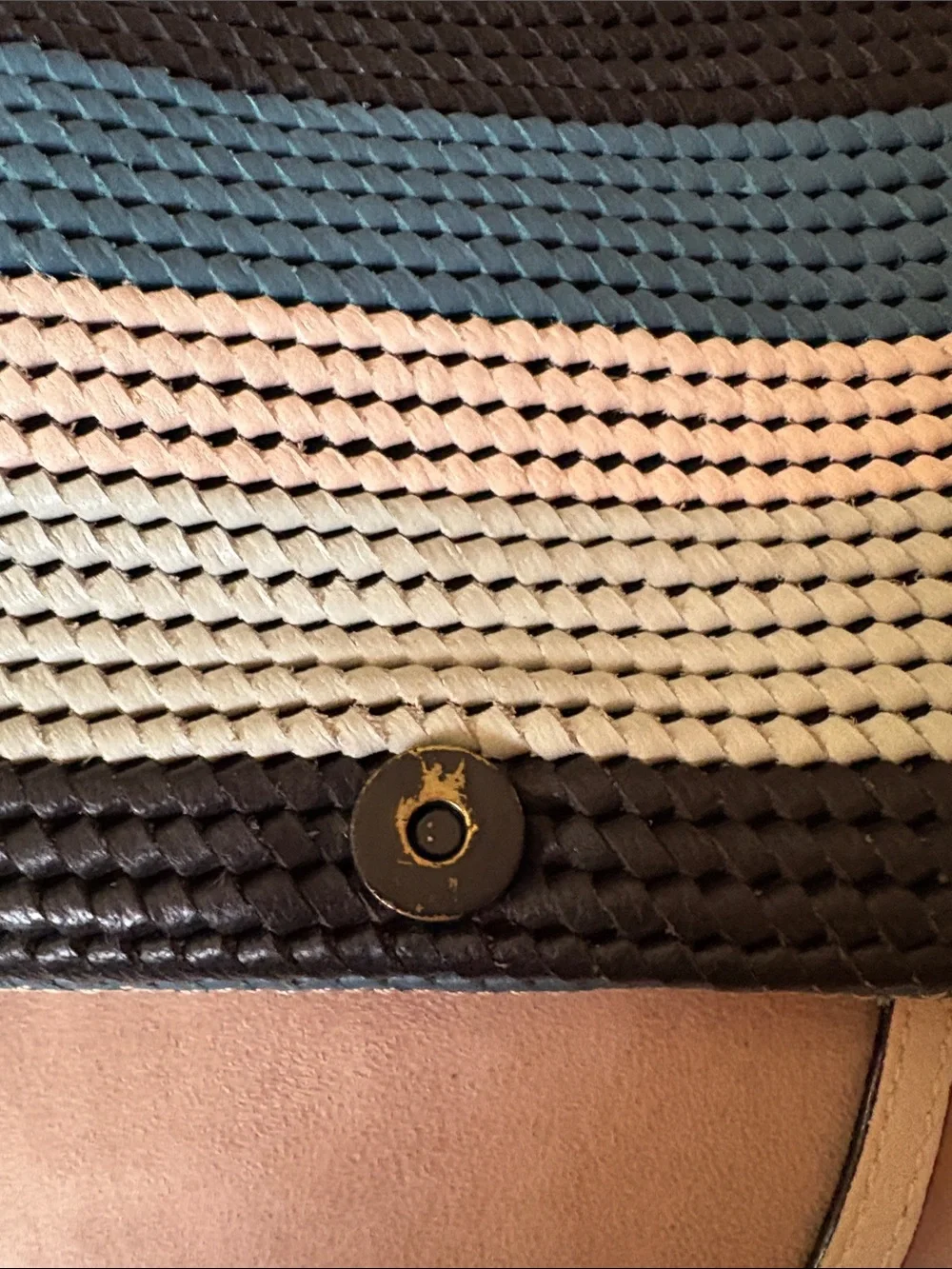 Woven Stripe Crossbody Bag in Cream, Teal & Black/Elliott Luca
